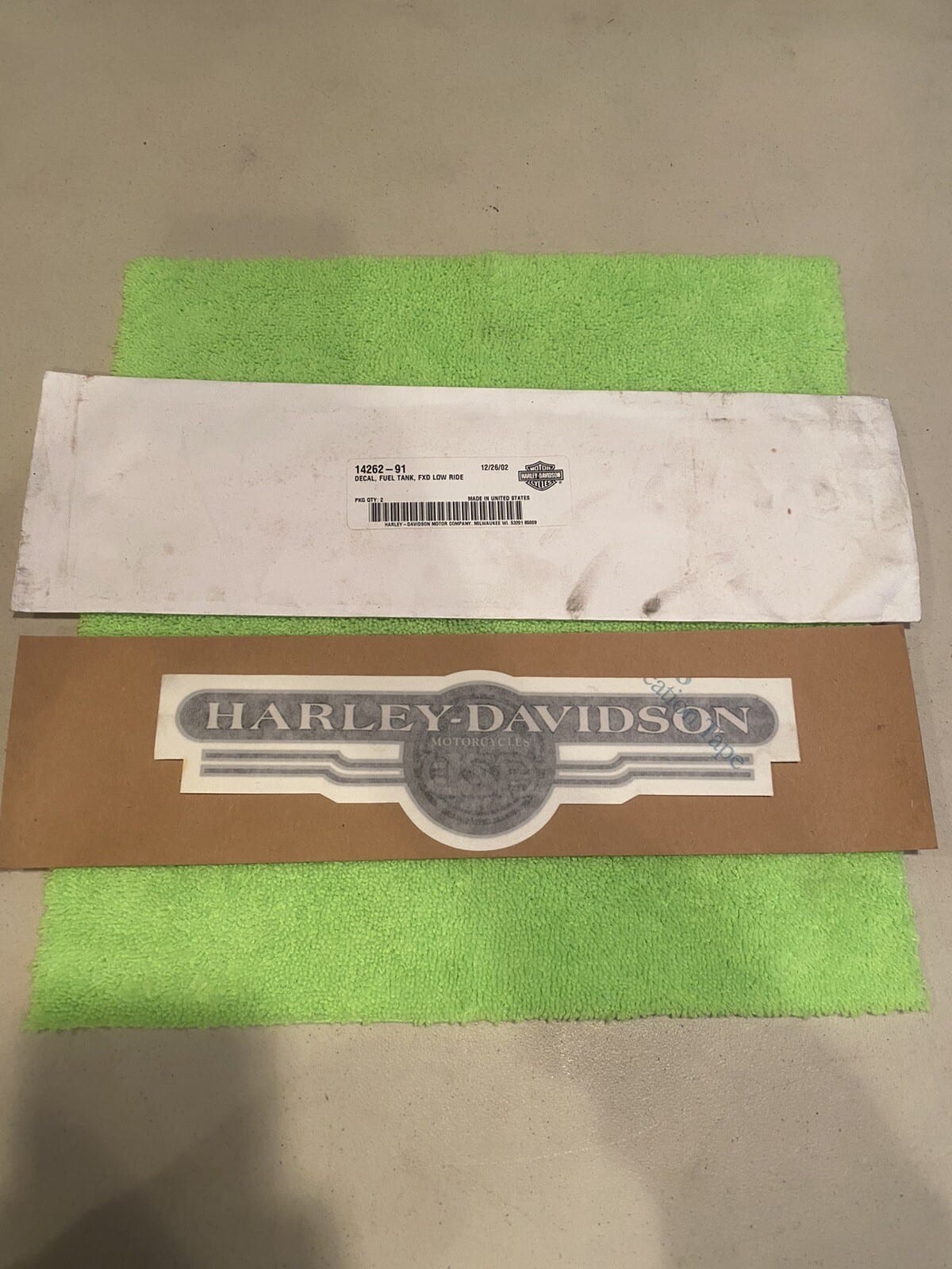 NOS Harley Davidson Gas Fuel Tank, Decal, FXD LOW Rider P/N 14262-91 (M1)