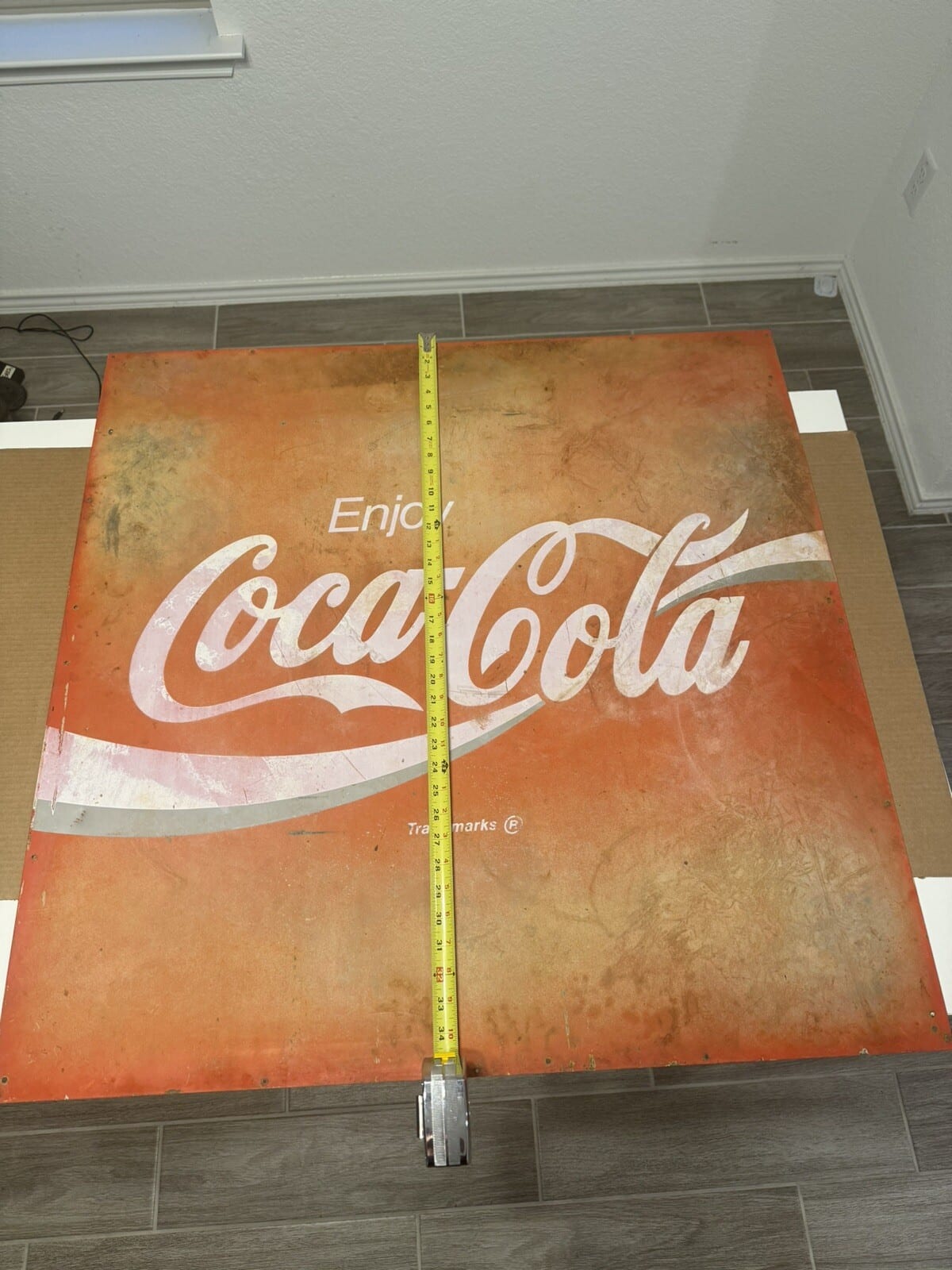 Vintage Coca Cola Large Metal Sign 35” X 35” (90cm) Coke Sign