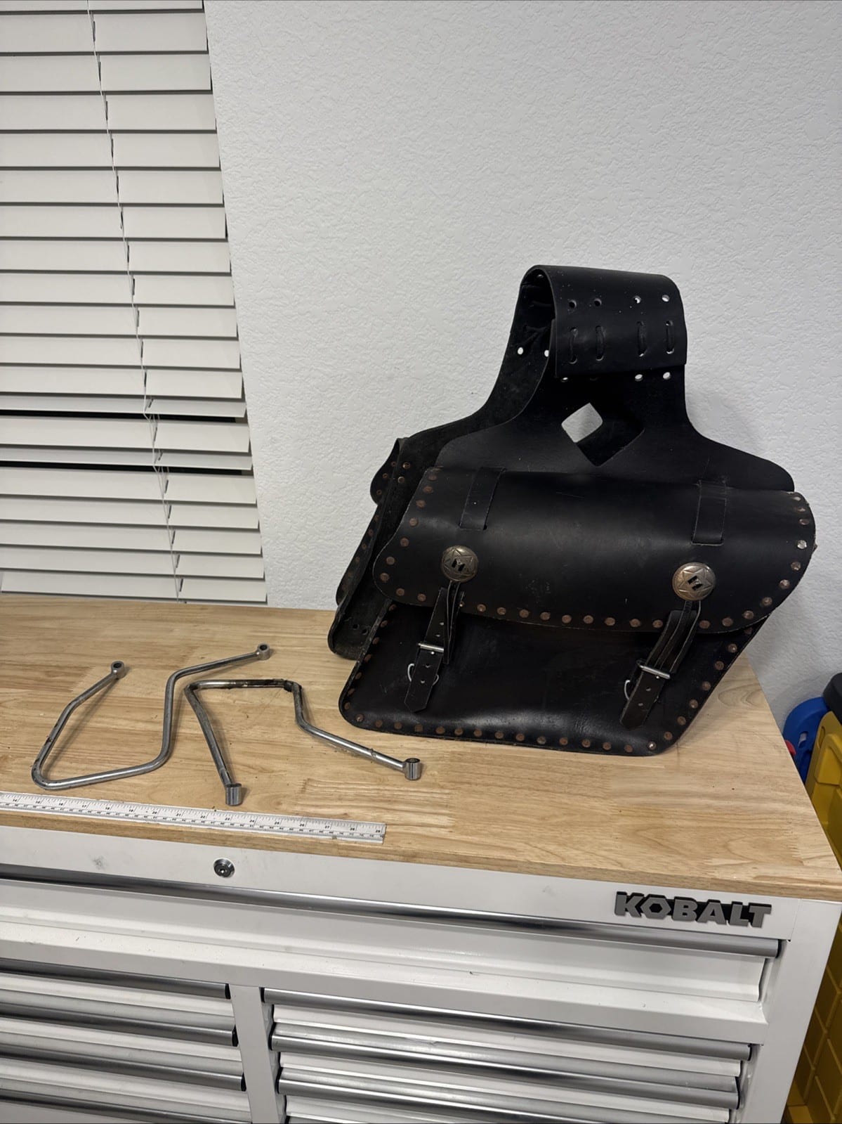 Vintage Harley Davidson Saddle Bag Set Pair Black Leather Shovelhead Throw Over